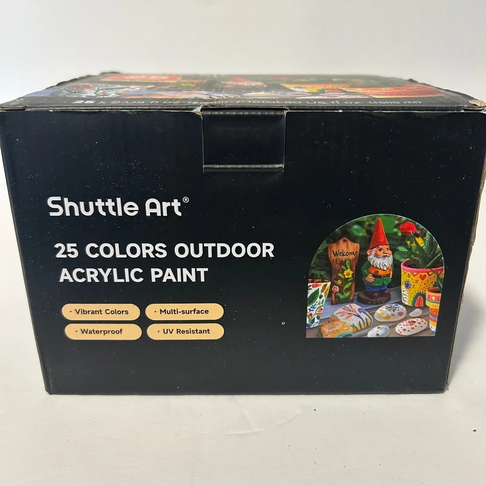 NEW Shuttle Art Outdoor Acrylic Paint Set 25 Colors 2oz Bottles Multicolor Rocks